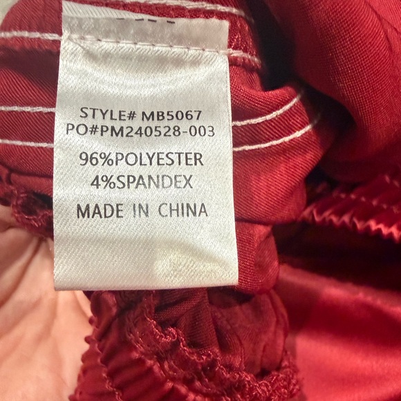 Mimosa Boutique Satin Track Pants Maroon Red‎ Crimson NWT Large - Picture 9 of 9